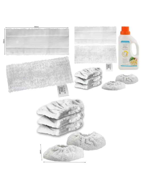 Karcher Easyfix Steam Cleaner 2 Floor Pads, 5 Covers + 500ml Detergent