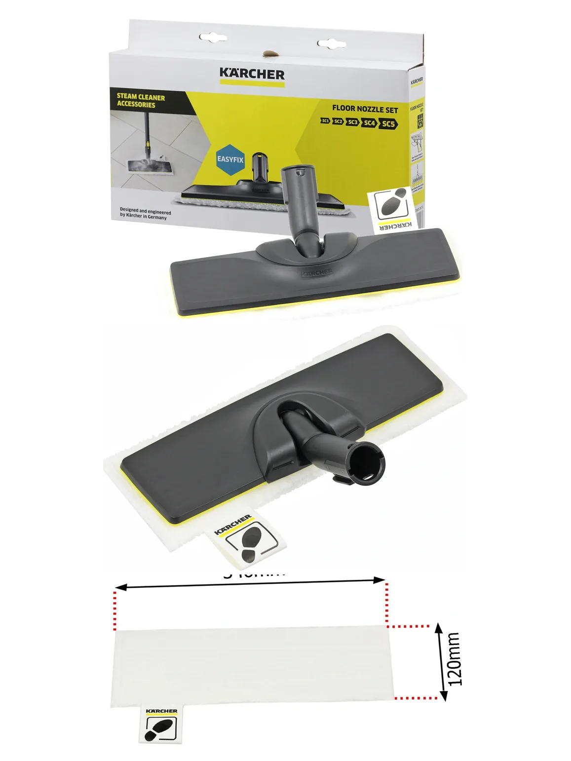 Karcher Steam Cleaner Mop Pad, Nozzle & Cover Set