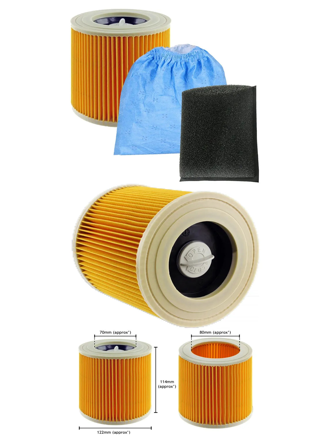 Karcher WD2/WD3 Wet-Dry Vacuum Foam Filter Cartridge Bag