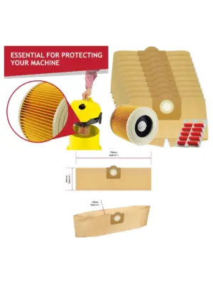 Karcher WD3/WD3P/MV3 Vacuum Dust Bag & Filter – Pack of 10 + Fresheners