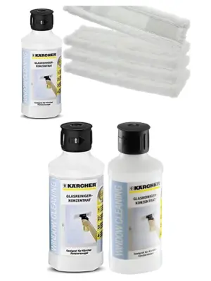 Karcher Window Vac Kit – 4 Microfiber Cleaning Pads + 500ml Fluid