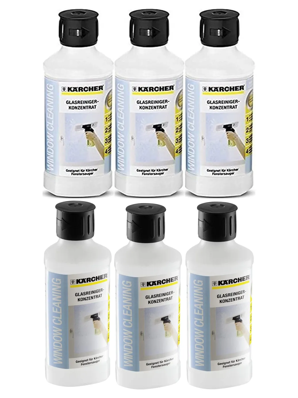 Karcher Window Vacuum Cleaner with 3 x 500ml Glass Cleaning Detergent