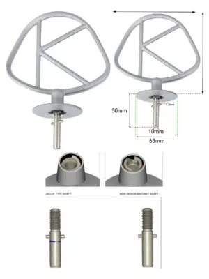 Kenwood Aluminum Chef K Beater Attachment for KM0‑KM5 & A900 Mixers