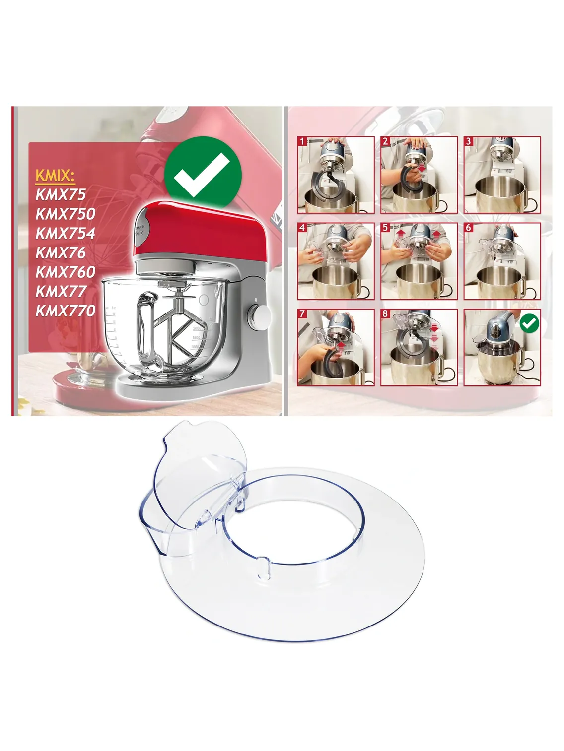 Kenwood Stand Mixer Splash Guard for KMX75/76/77 Series