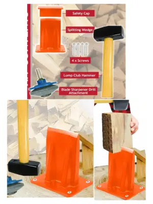 Kindling Splitter Kit – Hammer, Chisel & Blade Sharpener for Logs