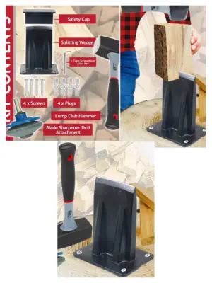 Kindling Splitter Kit – Sledge Hammer, Drill Sharpener & Chisel Set