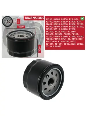 Kubota Engine Oil Filter for B1550‑B2630 Tractor & Mower