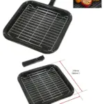 Lamona Black Square Grill Pan with Rack, Detachable Handle – 285x275mm