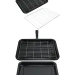 LAMONA Grill Pan with Detachable Handle, Rack & Adjustable Shelf