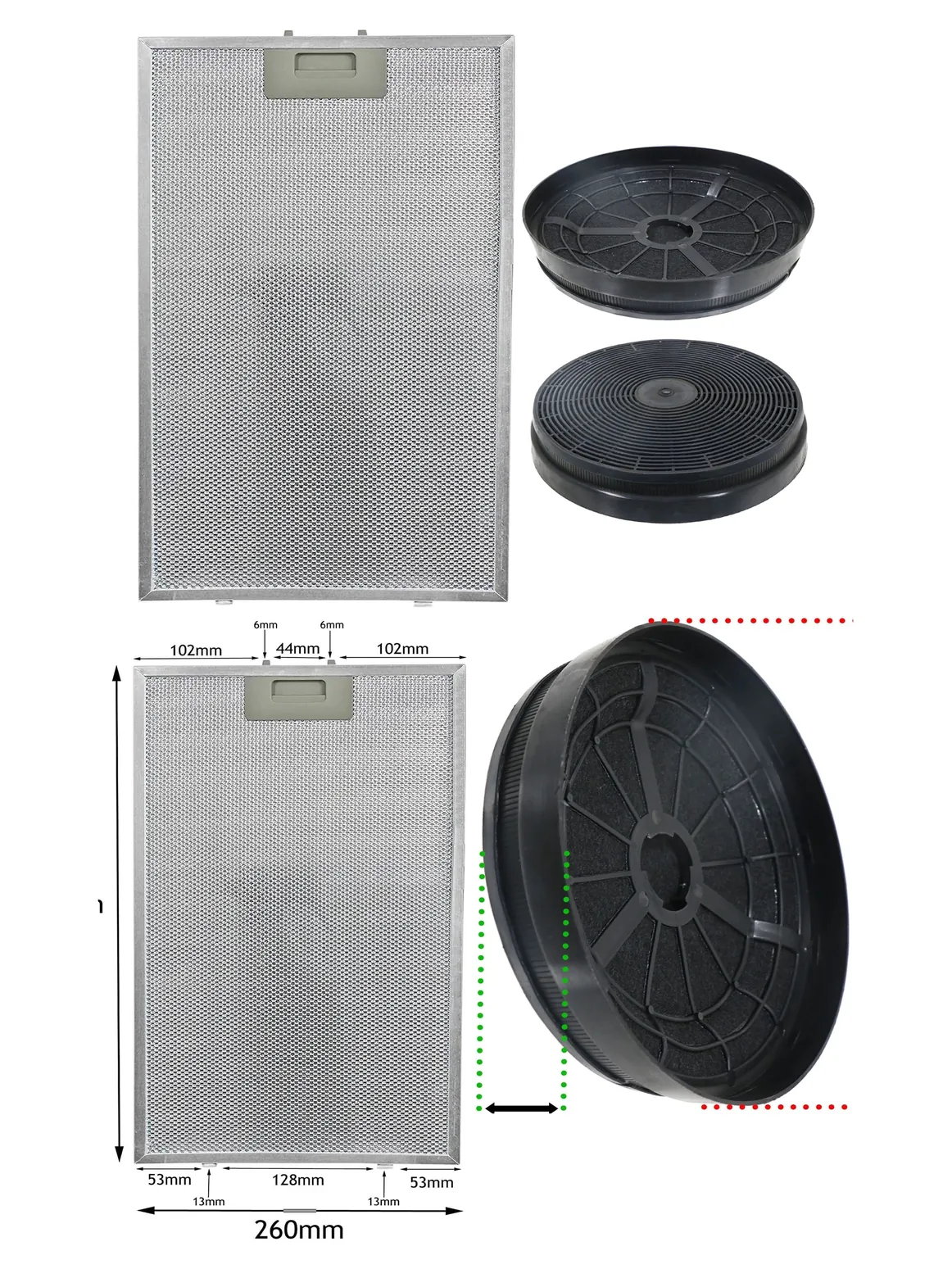 Lamona LAM2501 Cooker Hood Grease/Carbon Filter Set – Alum Mesh