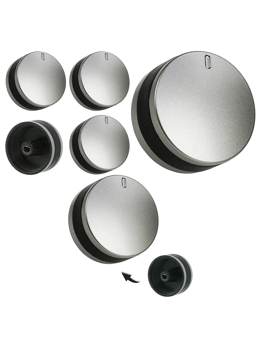 LAMONA Oven Knob Replacement – Silver/Black 4‑Pack for LAM3200 Series