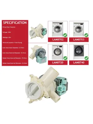 Lamona Washing Machine Drain Pump Replacement for LAM8702-8740 TA80000