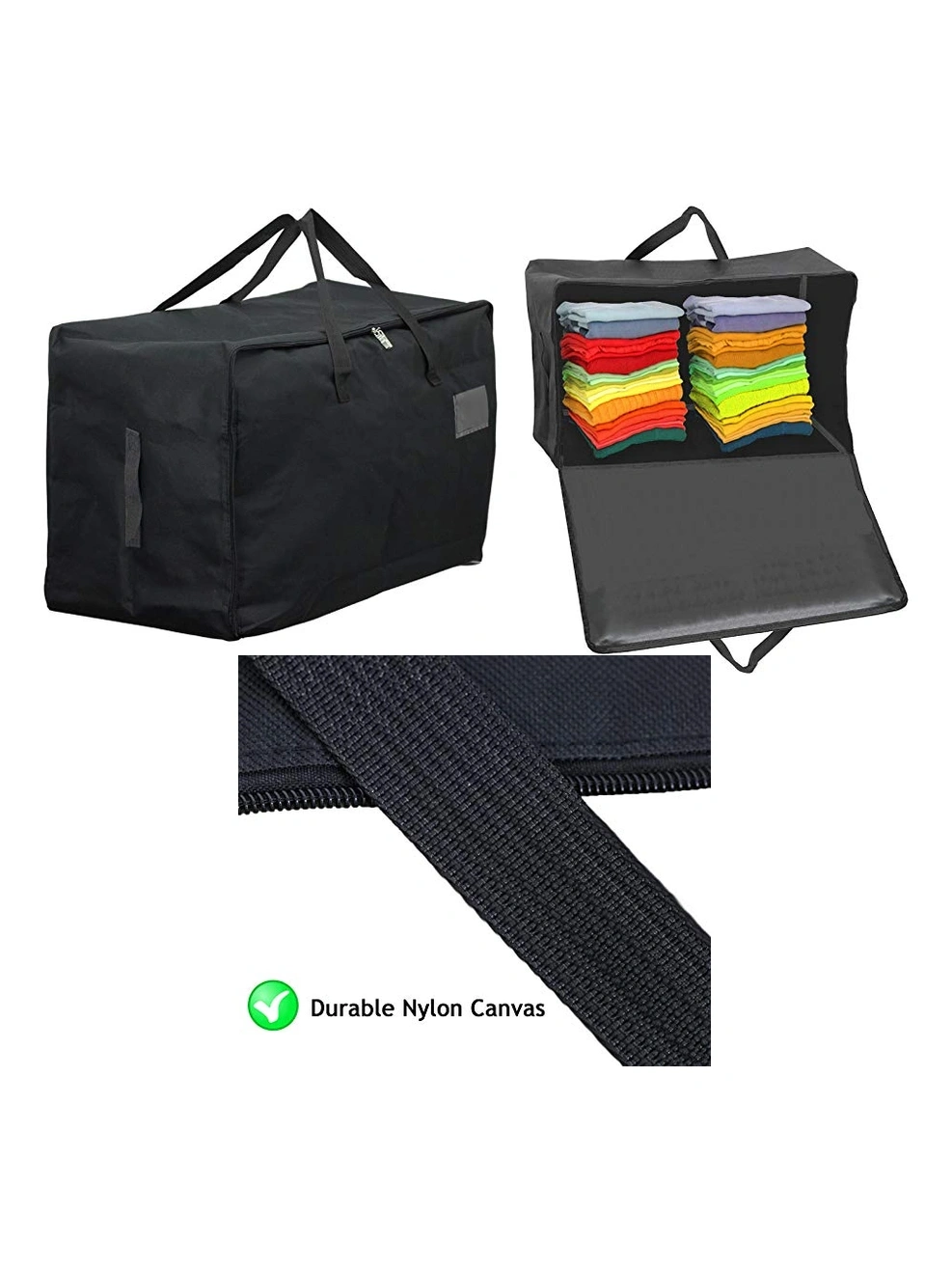 Large 100L Black Canvas Wardrobe Organizer for Clothes & Shoes
