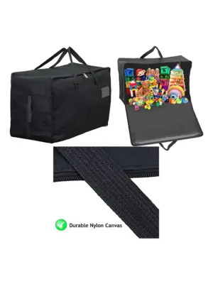 Large Canvas Toy Storage Bag for Teddy Bears & Games - 100L Black