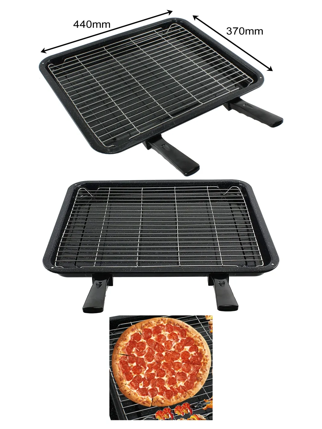 Large Enamel Grill Tray & Rack for IKEA Oven – 370×440 mm