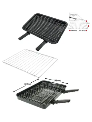 Large LAMONA Oven Grill Pan with Detachable Handles & Adjustable Shelf