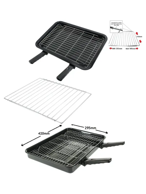 Large LAMONA Oven Grill Pan with Detachable Handles & Adjustable Shelf