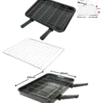 Large Oven Grill Pan with Rack, Detachable Handles & Adjustable Shelf