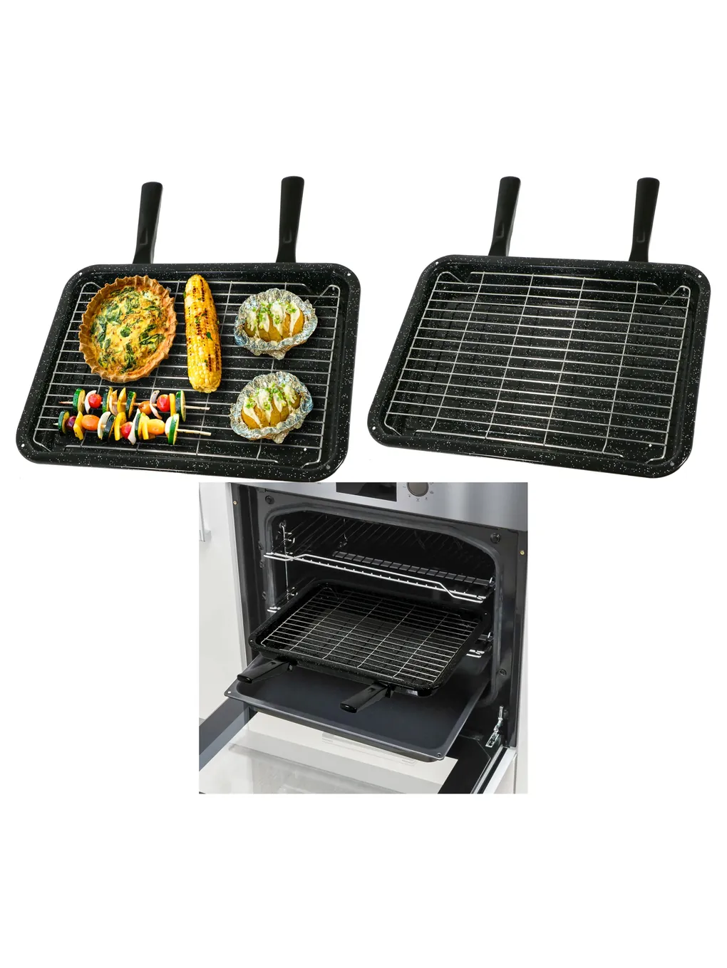Large Oven Grill Pan with Rack & Dual Detachable Handles – BAUMATIC