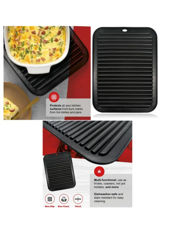 Large Silicone Heat‑Resistant Trivet – Oven‑Safe Kitchen Mat for Hot Pans