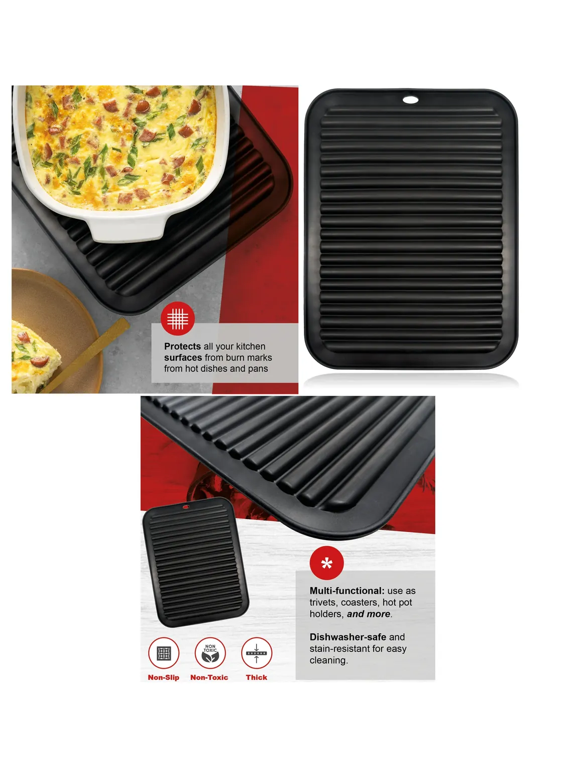 Large Silicone Heat‑Resistant Trivet – Oven‑Safe Kitchen Mat for Hot Pans