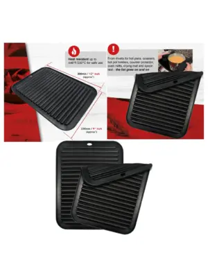 Large Silicone Trivet Set of 2 – Heat‑Resistant Oven‑Safe Kitchen Mat