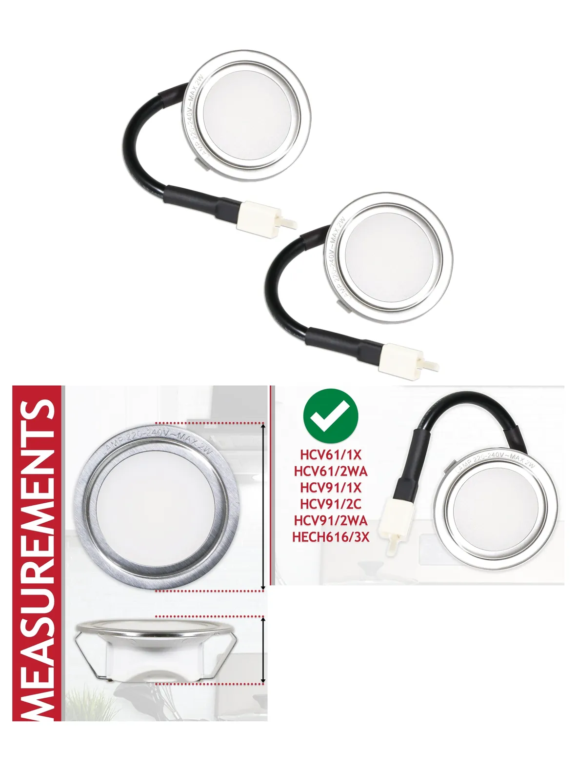 LED G4 68mm Cooker Hood Light – Pack of 2 for Hoover HCV61/HCV91