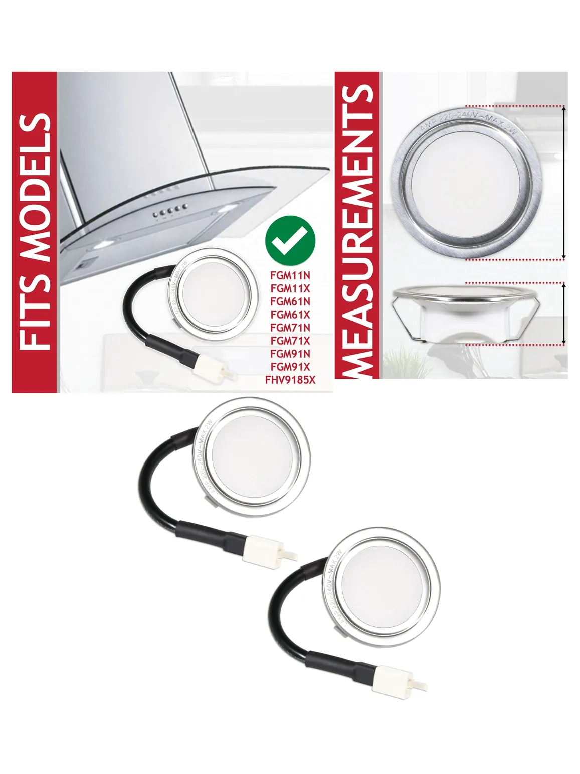 LED G4 68mm Cooker Hood Vent Light – Pack of 2 Silver