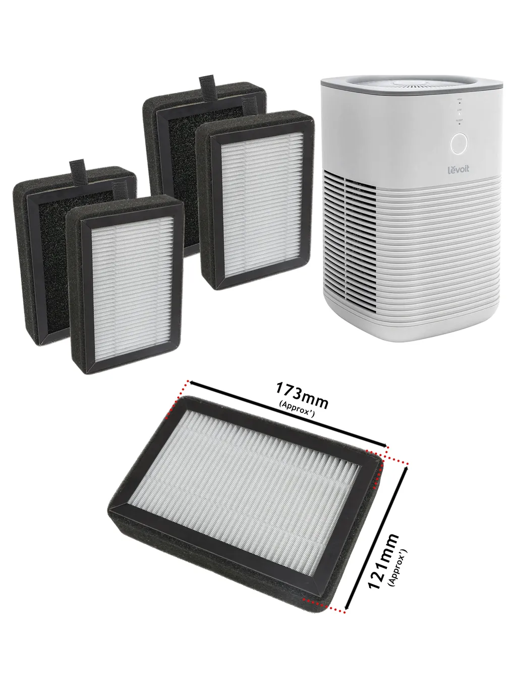 Levoit HEPA Filter Replacement Pack 4 pcs for LV-H128 and LV-H13EU