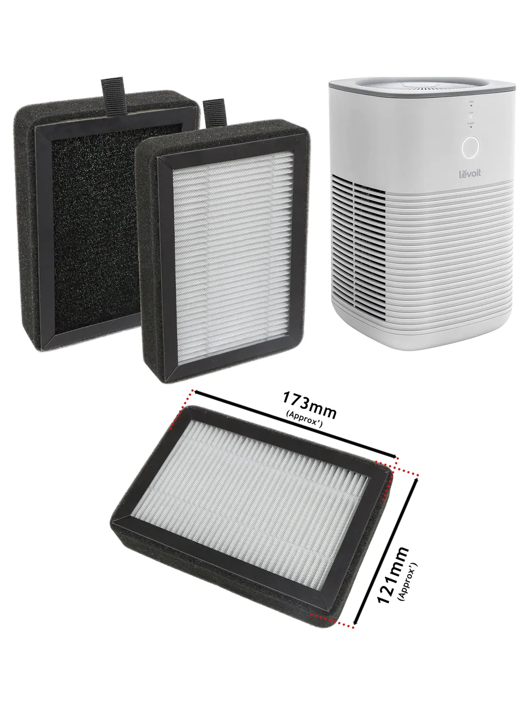 Levoit HEPA Replacement Filters for LV-H128 & LV-H13EU Purifiers - 2 Pack