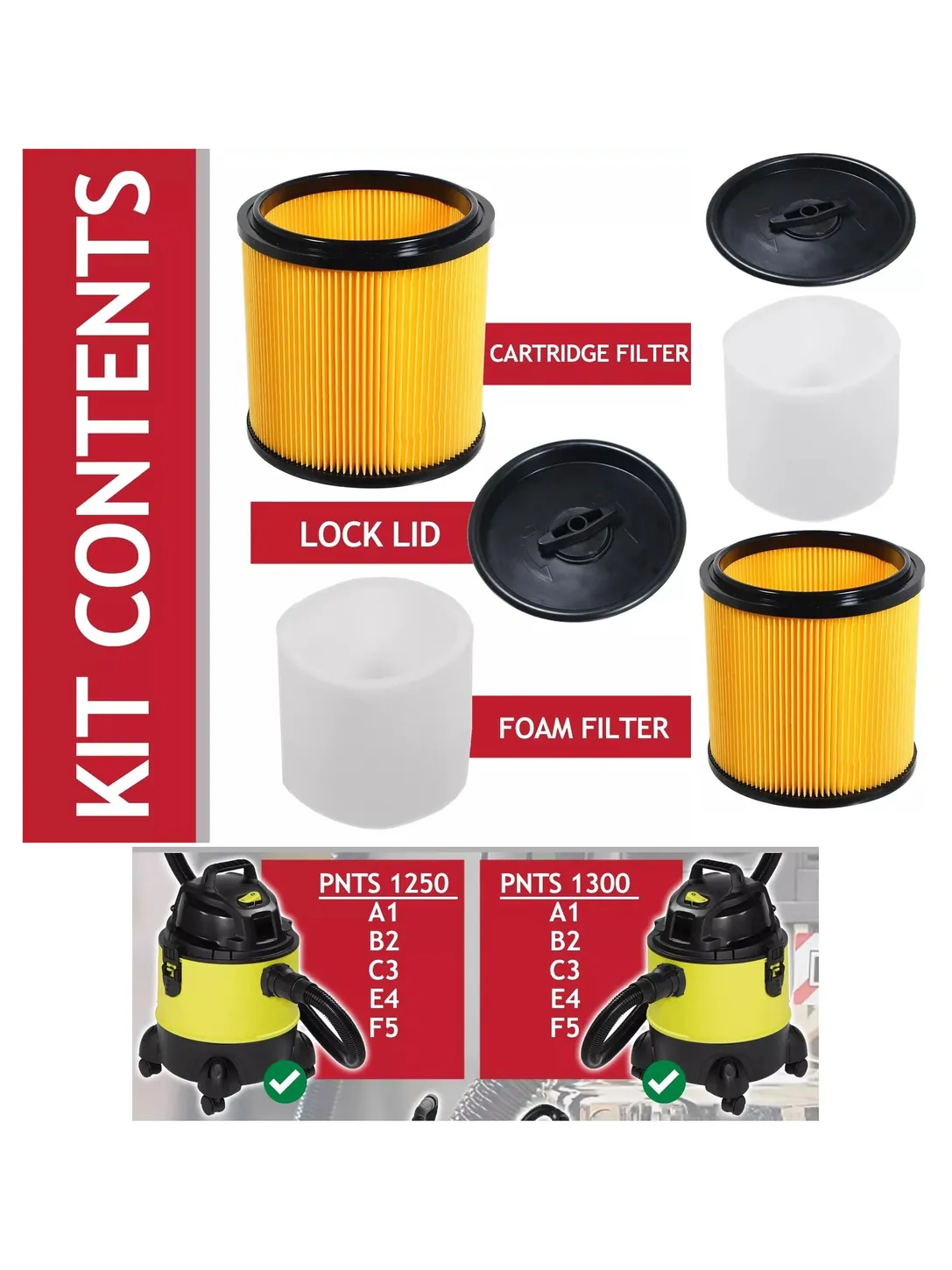 Lidl Parkside PNTS 1250-1500 Wet/Dry Cartridge Filter with Foam Sleeve