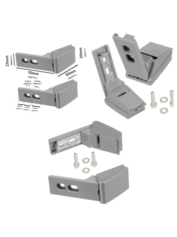 Liebherr Refrigerator Door Hinge Set – Silver Pair with Fixings