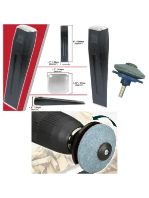 Log Splitter Kit 1.5kg – 8 Wood Chisel Wedges & Drill Sharpener