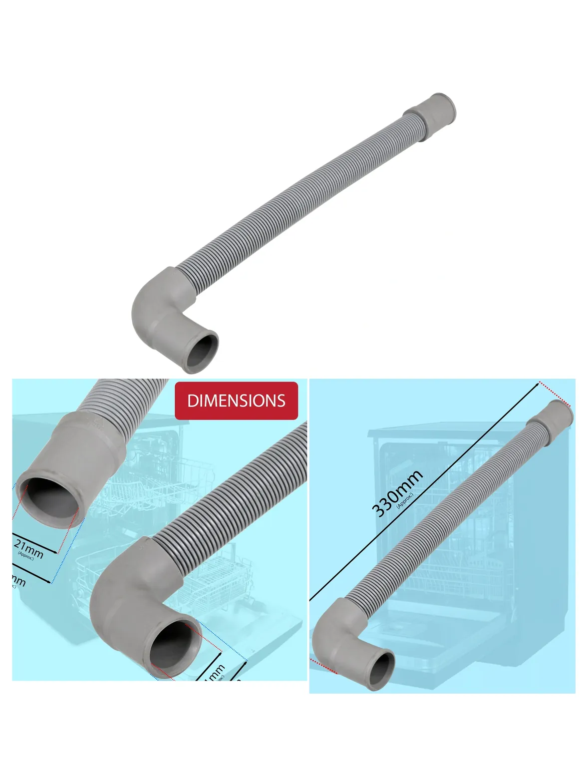 Logik 21mm Inner Dishwasher Drain Hose for LDW60B23/LDW60W23