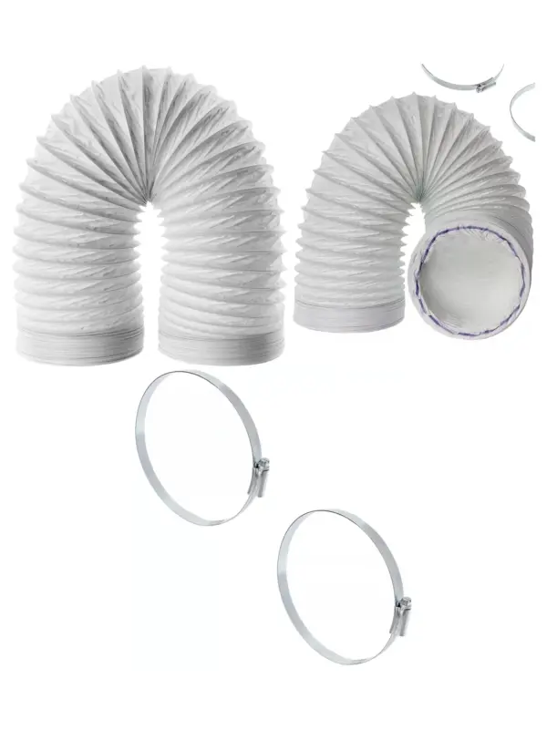 Logik 3m AC Vent Hose with Clips – Air Conditioner Extension Pipe