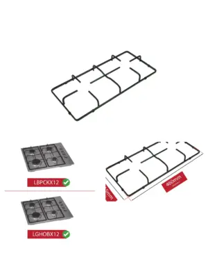 Logik Adjustable Pan Support for Gas Hob – 460×215 mm Burner Grid