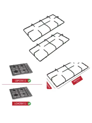 Logik Pan Support Stand for Gas Hob – 460×215 mm, 2‑Piece Set