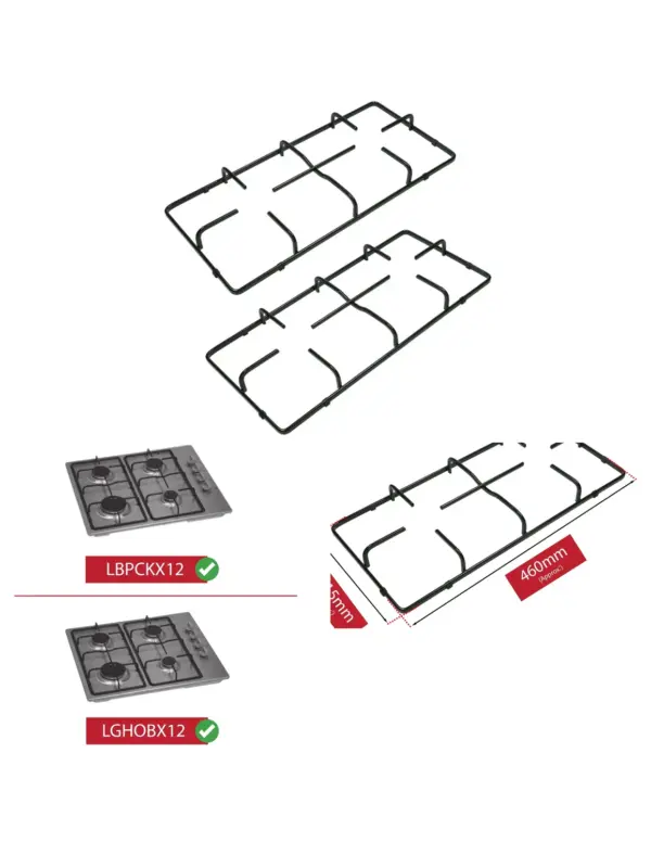 Logik Pan Support Stand for Gas Hob – 460×215 mm, 2‑Piece Set