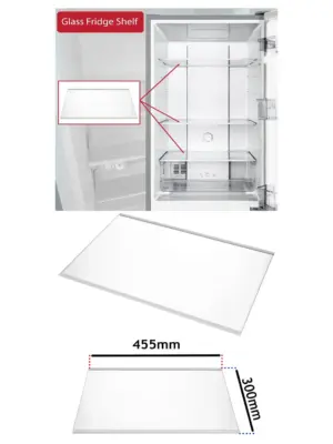 Logik Refrigerator Glass Shelf 455x300mm for LNF55X20 & LNFD55 Models