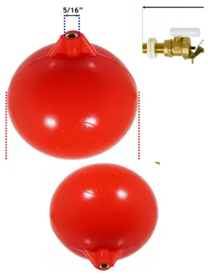 Low Pressure Entry Toilet Cistern Ballcock with 2‑Valve & 6 Float Kit