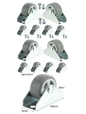 Low-Profile 32mm Mini Caster Wheels – 10 pcs with Screws for Furniture