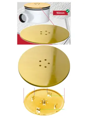 Luxury Brushed Brass 110mm Shower Trap Plug Cover with 90mm Tray