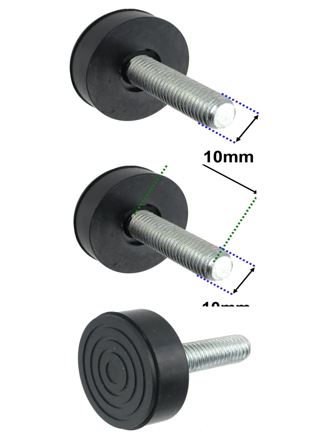 M10 10mm Adjustable Foot Screw for Bed, Cabinet, Chair & Drawer