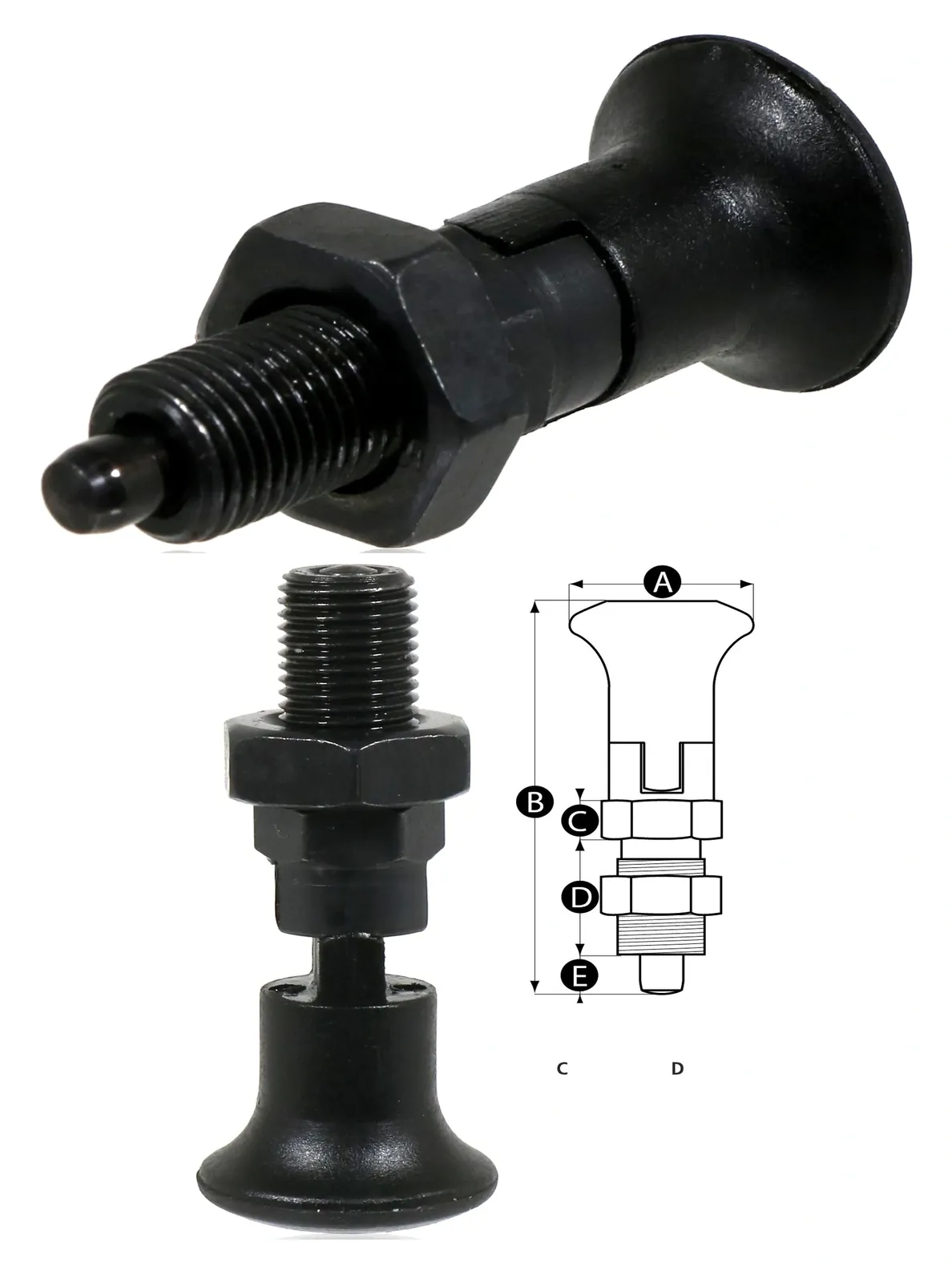M10 Spring-Loaded Index Plunger with Locking Pin – Blackened Steel