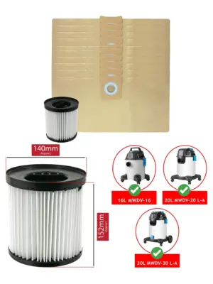Mac Allister Vacuum Filter for MWDV16/20/30/40L + 10 Bags