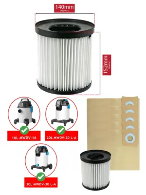 Mac Allister Vacuum Filter for MWDV16L/20L/30L/40L + 5 Bags