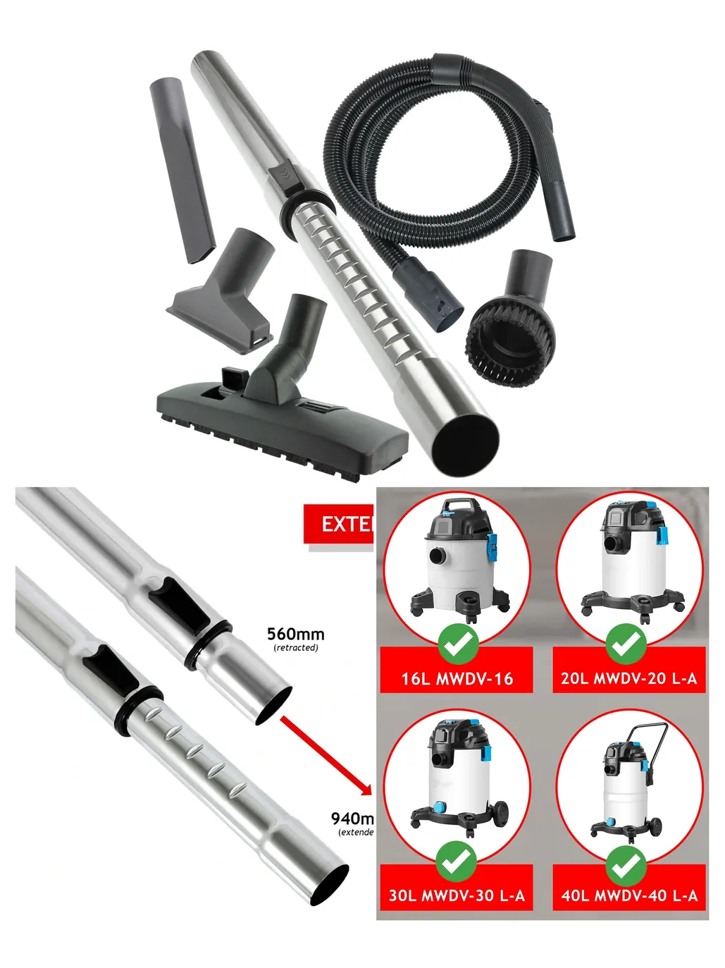 MacAllister Hose Tool Kit – Spare Parts for MWDV-16/20/30/40