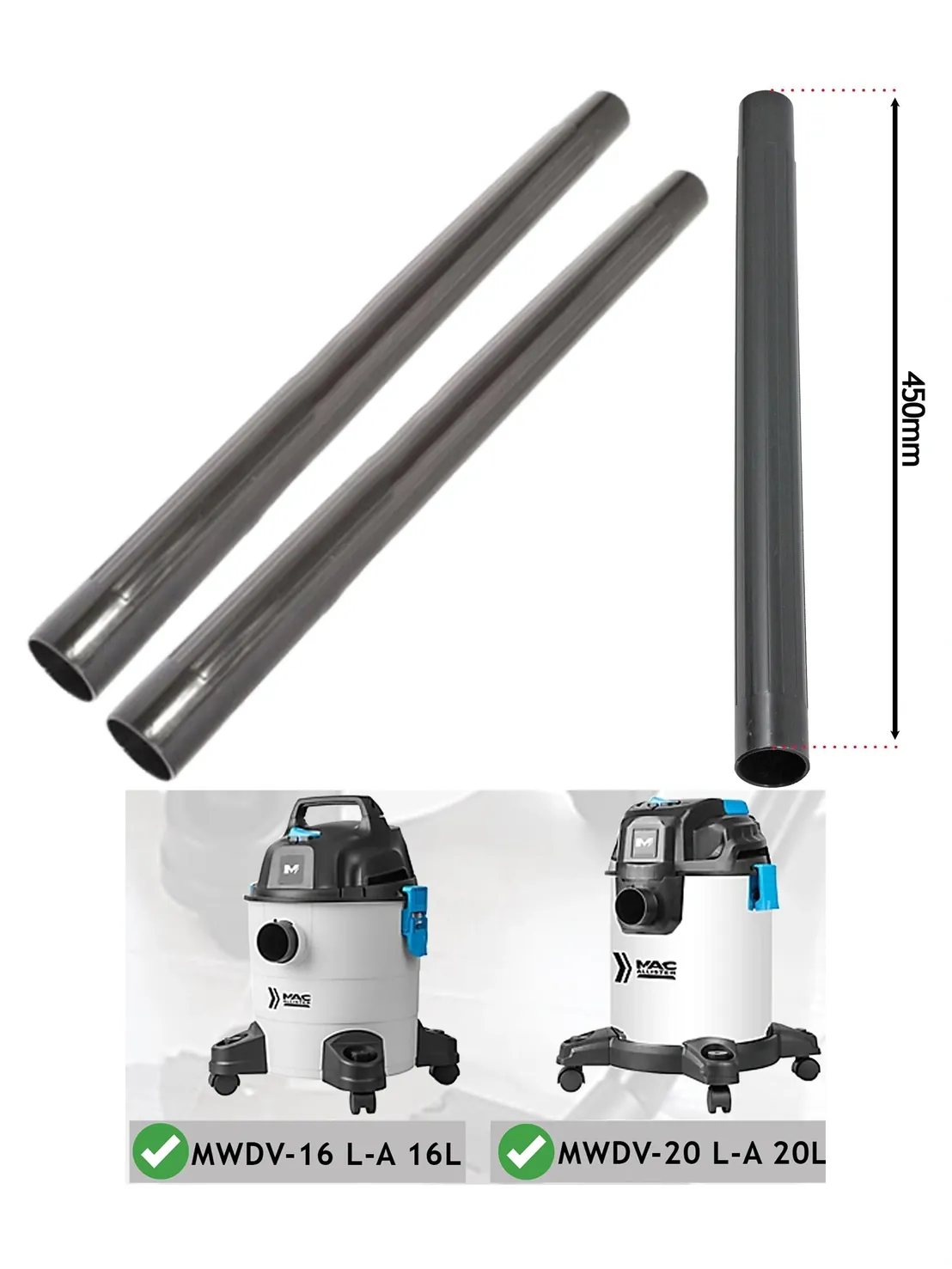 MacAllister Vacuum Cleaner Extension Tube 35mm for MWDV-16/20L