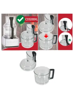 Magimix CS5200XL Replacement Mixer Bowl with Clear Lid – Black Handle