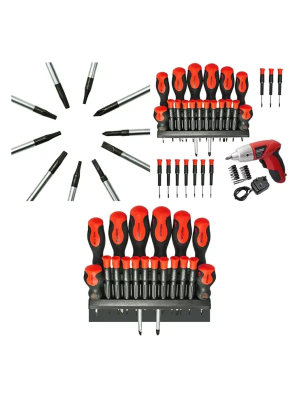 Magnetic Screwdriver Bit Set 32-Piece with Cordless Rechargeable Driver